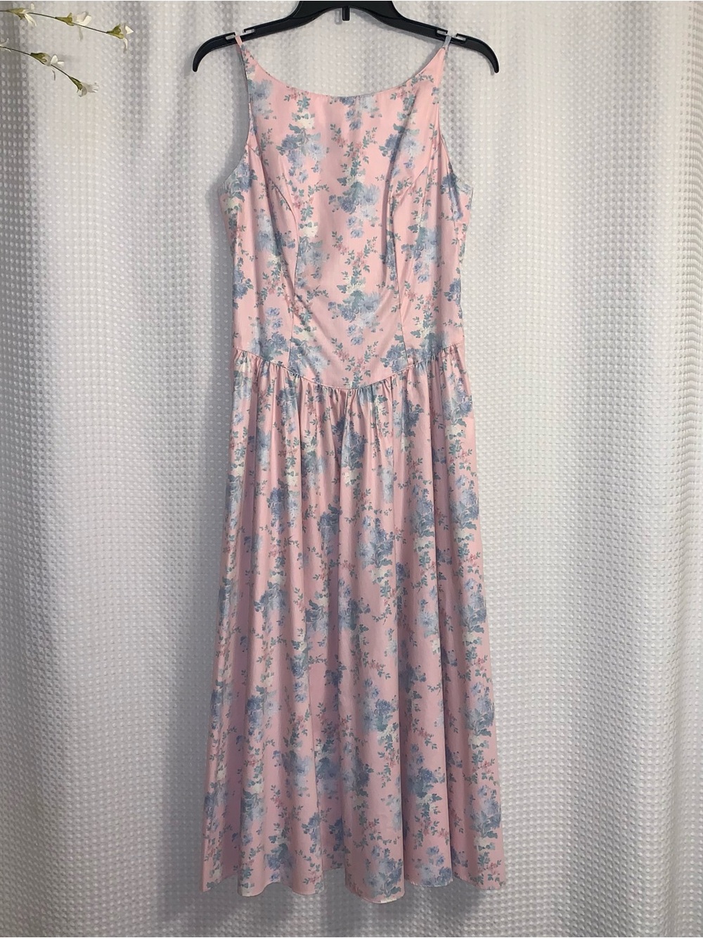 Vintage Lanz Originals 80's/90's Pink & Blue  Floral Cottagecore Dress